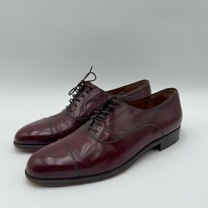 Salvatore Ferragamo Men's Padova Oxford Sz 8.5 Merlot Calfskin Dress Shoe